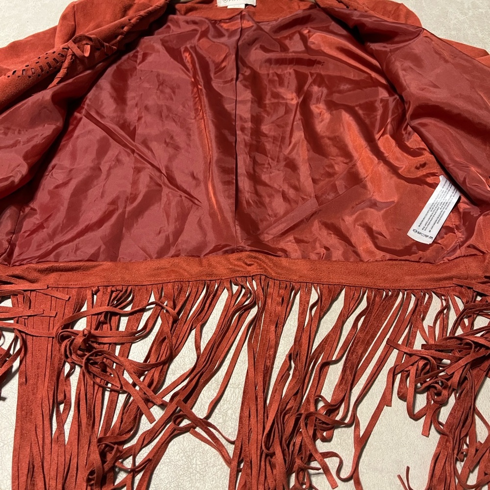 Ariat Faux Suede Rust Jacket w/Fringe & Laser Cut Detail. Women's Size M. #9062 - Picture 9 of 11